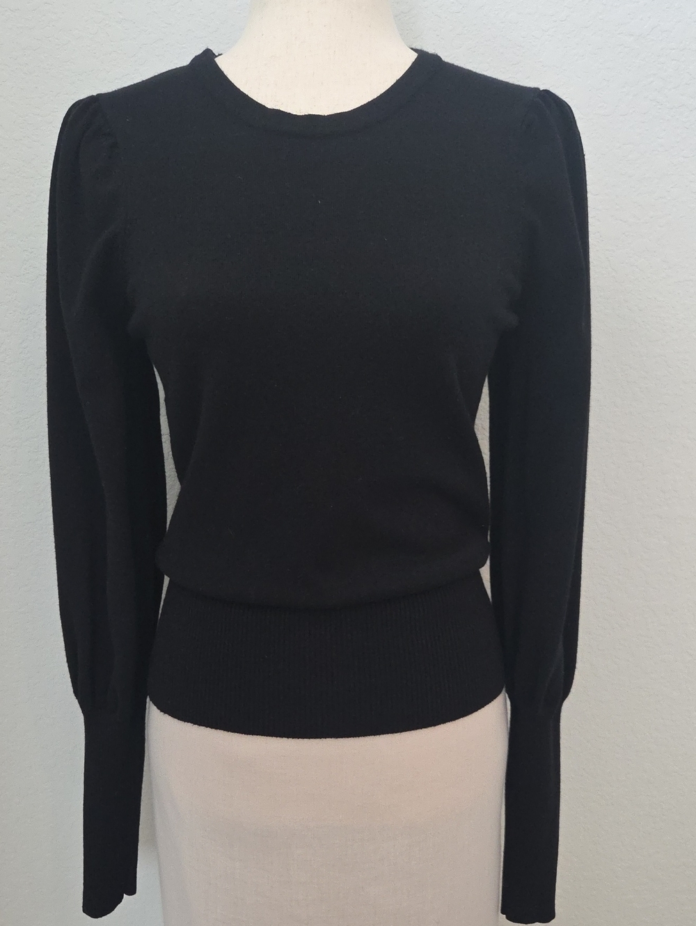 Marled Reynited Clothing Small Women Brown Balloon Sleeve Knit Sweater Black